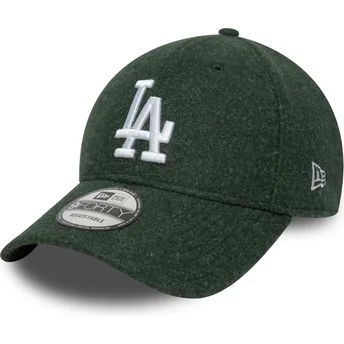 9FORTY Melton Wool Snapback-Kappe mit gebogenem Schirm in Grün von den Los Angeles Dodgers MLB von New Era