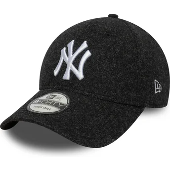 New Era New York Yankees MLB 9FORTY Melton Wool Snapback Schwarze Curved Cap