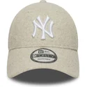 beige-snapback-kappe-mit-gebogenem-schirm-9forty-melton-wool-der-new-york-yankees-mlb-von-new-era