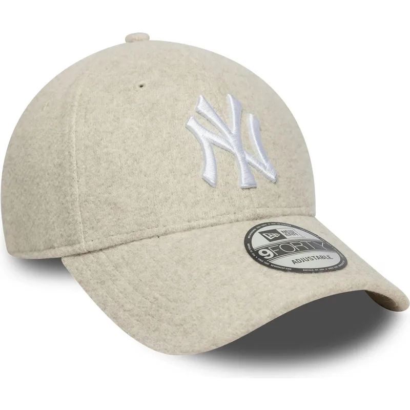 beige-gebogener-snapback-9forty-melton-wool-cap-der-new-york-yankees-mlb-von-new-era