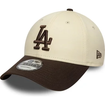 Justerbar beige och brun 9FORTY Side Patch Los Angeles Dodgers MLB keps från New Era