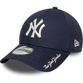 Marineblaue verstellbare 9FORTY Visor Script Kappe der New York Yankees MLB von New Era.
