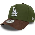grune-und-braune-snapback-kappe-9forty-e-frame-suede-visor-der-los-angeles-dodgers-mlb-von-new-era