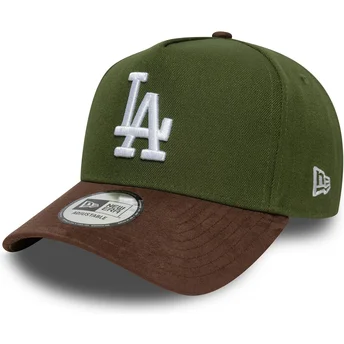 Grüne und braune Snapback-Kappe 9FORTY E Frame Suede Visor der Los Angeles Dodgers MLB von New Era