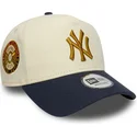 beige-und-marineblaue-snapback-kappe-9forty-e-frame-world-series-patch-der-new-york-yankees-mlb-von-new-era
