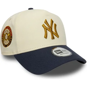 Beżowo-granatowa czapka z zakrzywionym daszkiem snapback 9FORTY E Frame z naszywką World Series New York Yankees MLB od New Era
