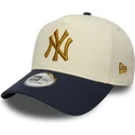 beige-och-marinbla-bojd-skarmkeps-snapback-9forty-e-frame-world-series-patch-new-york-yankees-mlb-fran-new-era