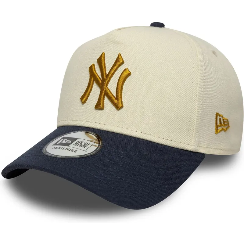 beige-und-marineblau-gebogener-snapback-9forty-e-frame-world-series-patch-der-new-york-yankees-mlb-von-new-era