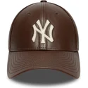 new-era-curved-brim-9forty-m-crown-img-leather-new-york-yankees-mlb-brown-adjustable-cap