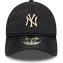 schwarze-verstellbare-kappe-mit-gebogenem-schirm-und-beigem-logo-9twenty-quilted-der-new-york-yankees-mlb-von-new-era