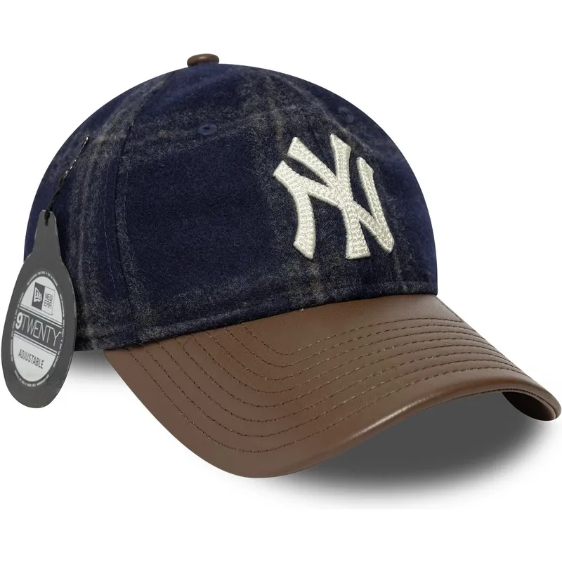 bojd-keps-marinbla-och-brun-justerbar-9twenty-img-loden-leather-fran-new-york-yankees-mlb-av-new-era