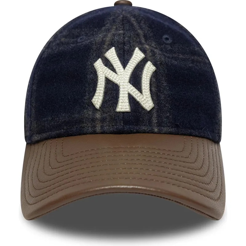 gorra-curva-azul-marino-y-marron-ajustable-9twenty-img-loden-leather-de-new-york-yankees-mlb-de-new-era