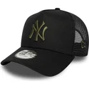 schwarze-trucker-kappe-mit-grunem-logo-a-frame-league-essential-der-new-york-yankees-mlb-von-new-era