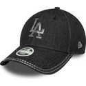 svart-justerbar-kurvad-keps-for-kvinnor-9forty-sequin-denim-los-angeles-dodgers-mlb-fran-new-era