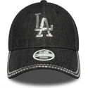 svart-justerbar-kurvad-keps-for-kvinnor-9forty-sequin-denim-los-angeles-dodgers-mlb-fran-new-era