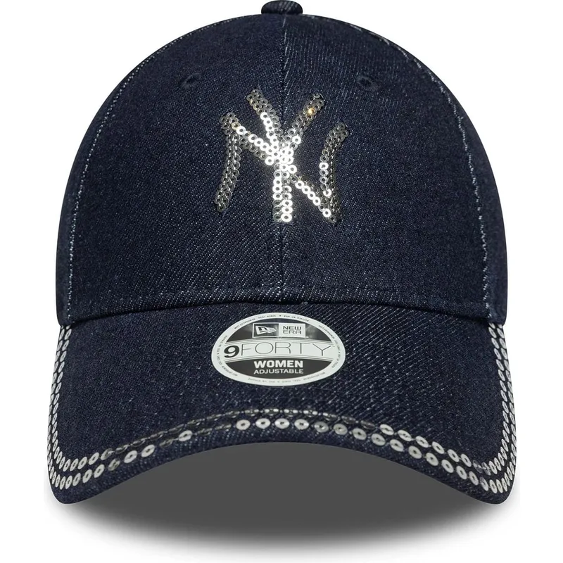 granatowa-regulowana-czapka-z-daszkiem-dla-kobiet-9forty-sequin-denim-new-york-yankees-mlb-new-era