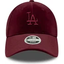 new-era-curved-brim-women-9forty-velour-los-angeles-dodgers-mlb-maroon-adjustable-cap