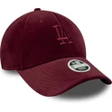 new-era-curved-brim-women-9forty-velour-los-angeles-dodgers-mlb-maroon-adjustable-cap