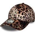 casquette-courbee-leopard-ajustable-pour-femme-9forty-lion-velour-new-york-yankees-mlb-new-era