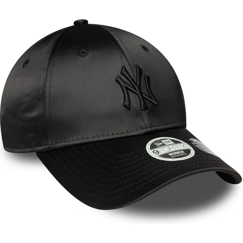 new-era-mlb-new-york-yankees-9forty-satin-bow-back-damen-verstellbare-schwarze-kappe-mit-schwarzem-logo