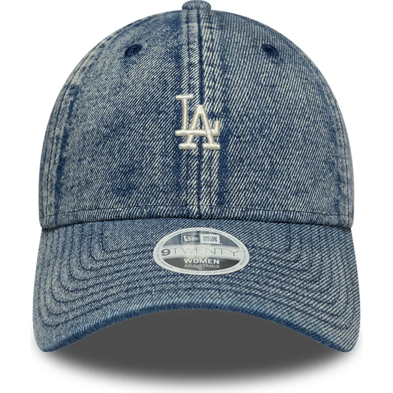 verstellbare-blaue-damen-baseballkappe-9twenty-denim-los-angeles-dodgers-mlb-von-new-era