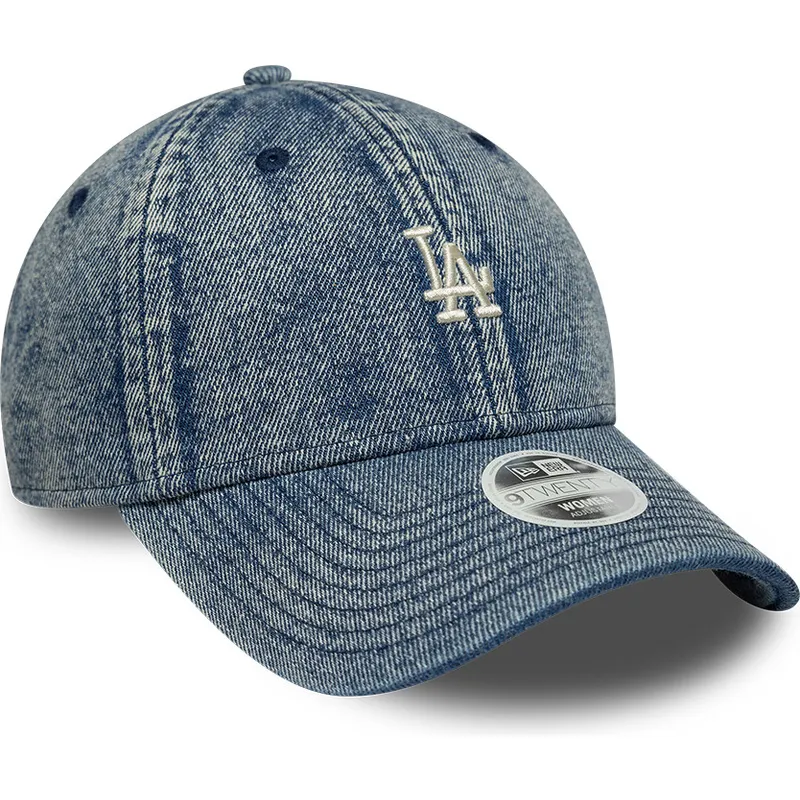 verstellbare-blaue-damen-baseballkappe-9twenty-denim-los-angeles-dodgers-mlb-von-new-era
