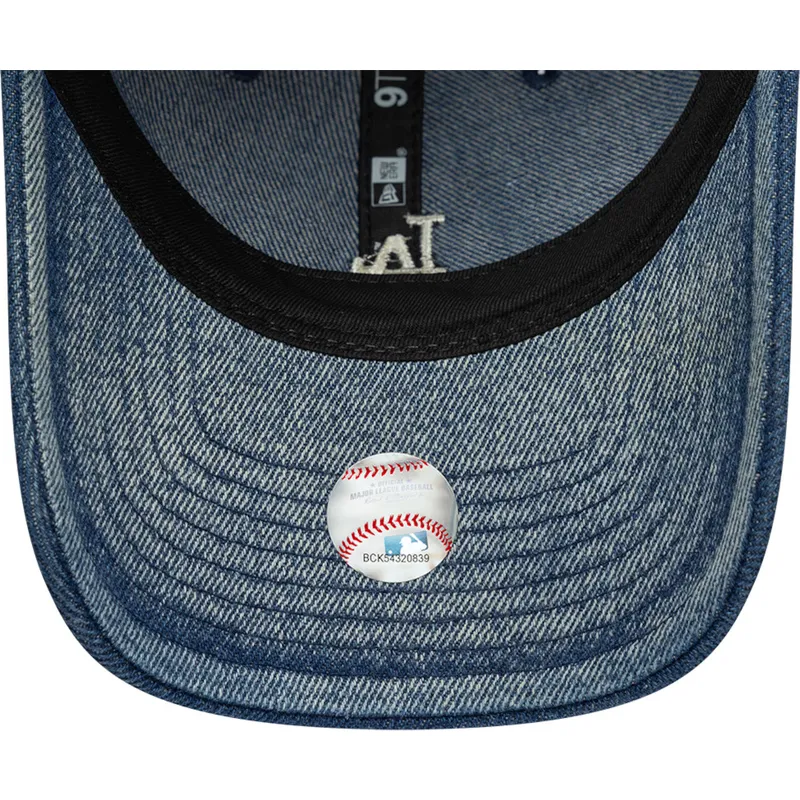 verstellbare-blaue-damen-baseballkappe-9twenty-denim-los-angeles-dodgers-mlb-von-new-era