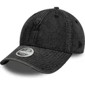 verstellbare-schwarze-damen-cap-9twenty-denim-der-new-york-yankees-mlb-von-new-era