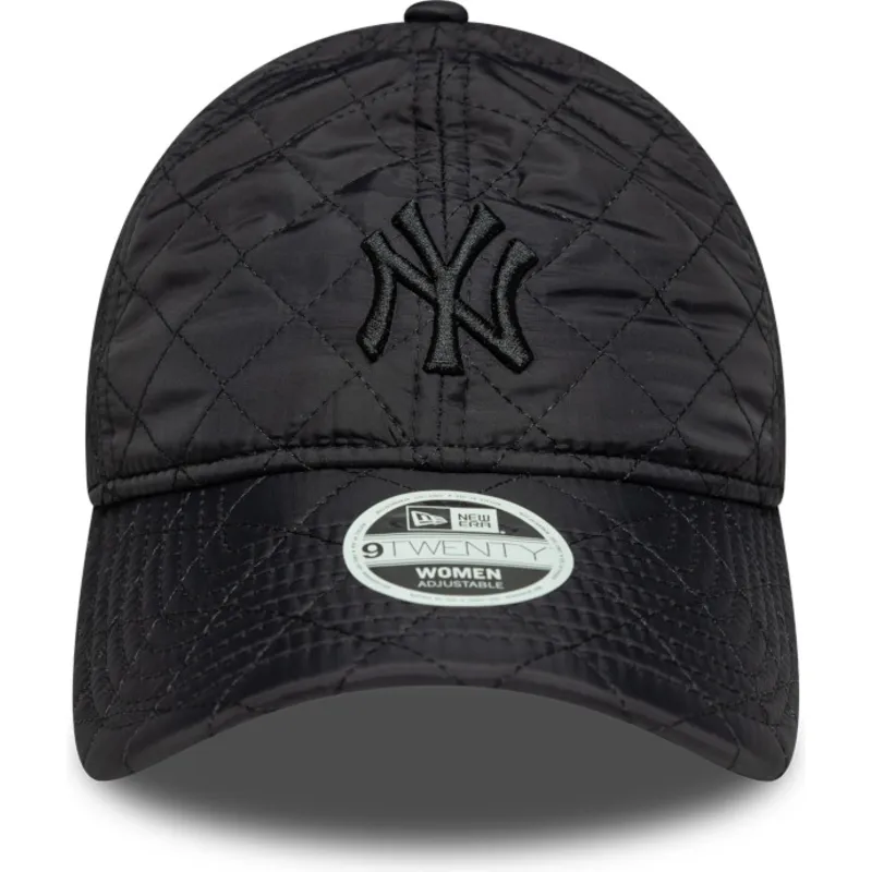 schwarze-gebogene-verstellbare-damenkappe-mit-schwarzem-logo-9twenty-padded-von-new-york-yankees-mlb-von-new-era