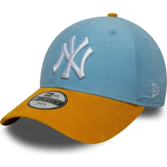 Justerbar blå och brun böjd keps för barn 9FORTY Cord New York Yankees MLB från New Era