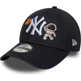 New Era New York Yankees MLB 9FORTY Space Icon justerbar mörkblå böjd keps för barn