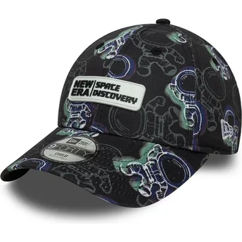 Schwarze, verstellbare Kinder-Cap 9FORTY Space All Over Print von New Era