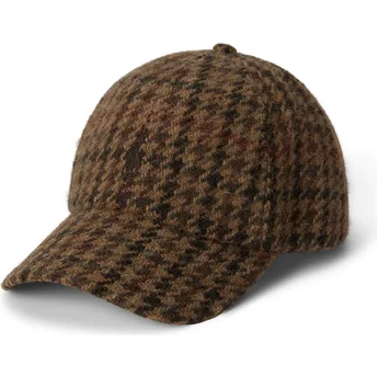 Brązowa czapka z daszkiem regulowana Checked Wool Tweed od Polo Ralph Lauren