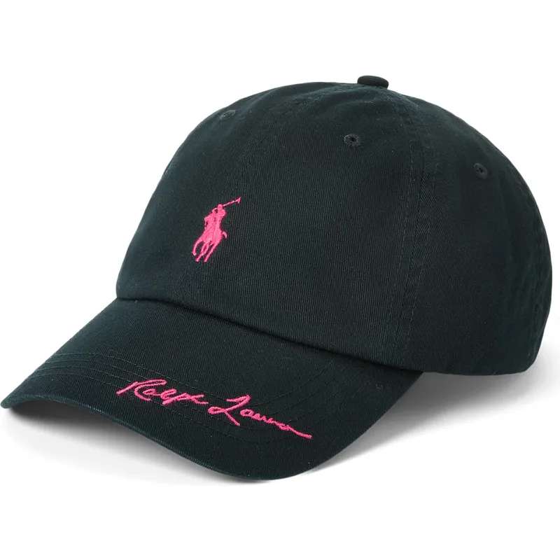 casquette-courbee-noire-ajustable-pink-pony-twill-polo-ralph-lauren