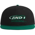and1-flat-brim-graffiti-logo-black-and-green-snapback-cap