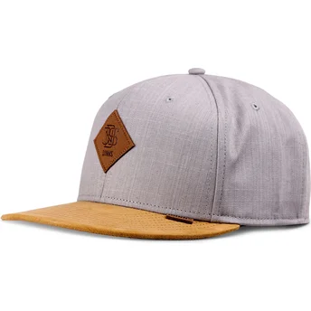Gorra plana gris y marrón snapback Linen 2015 de Djinns