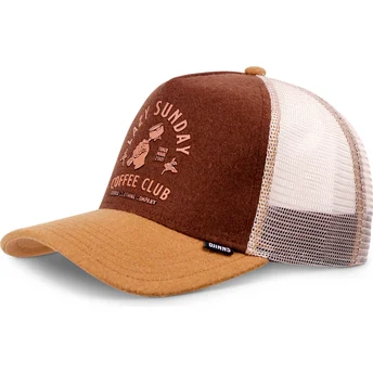Gorra trucker marrón y beige HFT Lazy Barista de Djinns