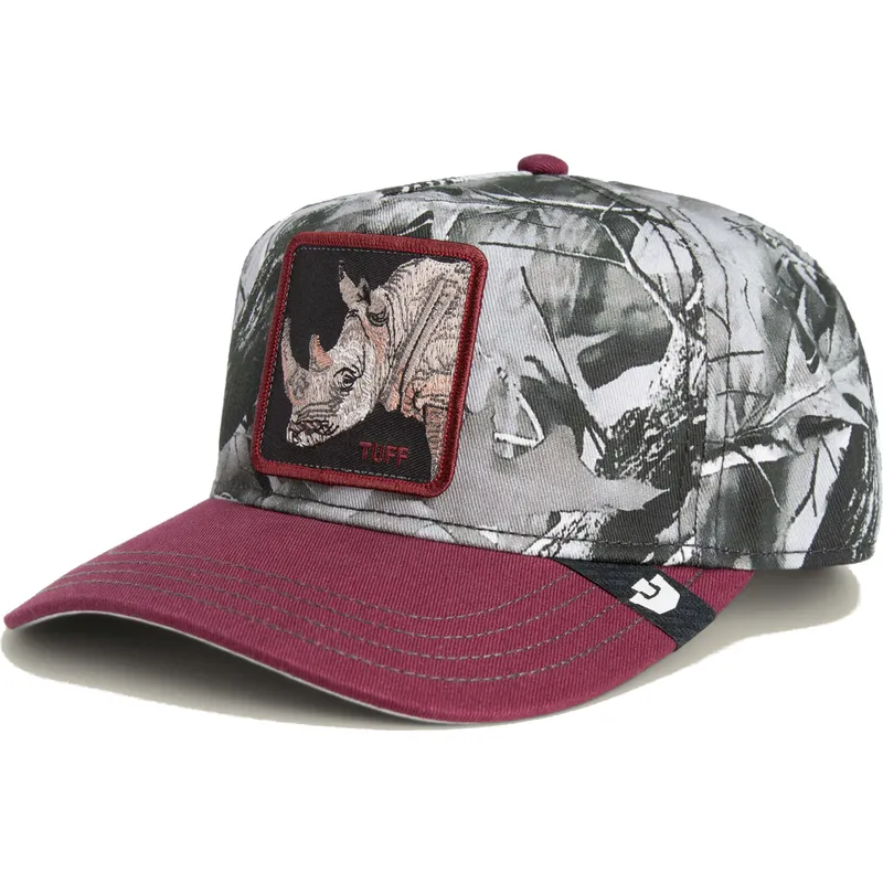 rote-snapback-kappe-mit-gebogenem-schirm-rhinozeros-tuff-camo-desaturated-camo-the-farm-von-goorin-bros