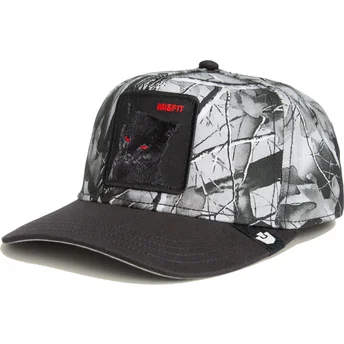 Schwarze gebogene Snapback-Kappe Katze Misfit Camo Desaturated Camo The Farm von Goorin Bros.