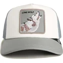 weisse-und-graue-trucker-kappe-wolf-lfg-lone-wolf-pre-game-seasonal-the-farm-von-goorin-bros