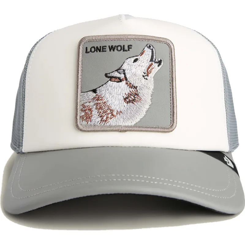 weisse-und-graue-trucker-kappe-wolf-lfg-lone-wolf-pre-game-seasonal-the-farm-von-goorin-bros