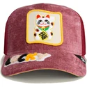 trucker-cap-rot-katze-lucky-maneki-neko-happy-thoughts-the-farm-von-goorin-bros