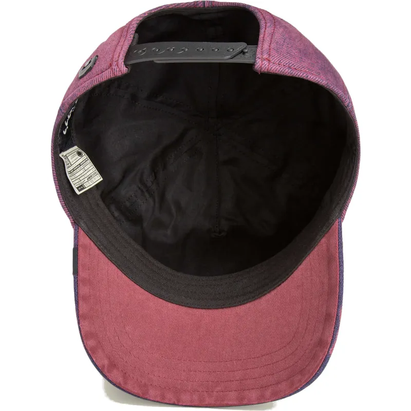 rote-gebogene-denim-snapback-cap-katze-menace-rail-bird-the-showdown-the-farm-von-goorin-bros