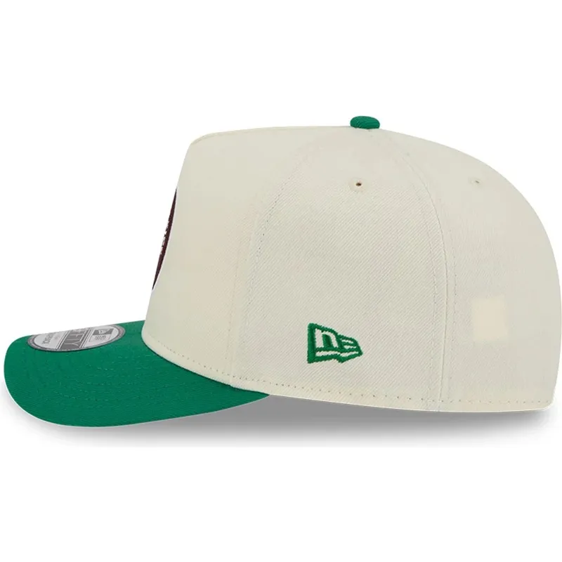 bezowo-zielona-zakrzywiona-czapka-snapback-9fifty-a-frame-precurved-hardwood-classics-boston-celtics-nba-new-era