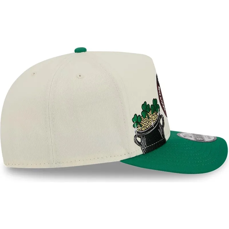 beige-grune-snapback-kappe-9fifty-a-frame-precurved-hardwood-classics-der-boston-celtics-nba-von-new-era