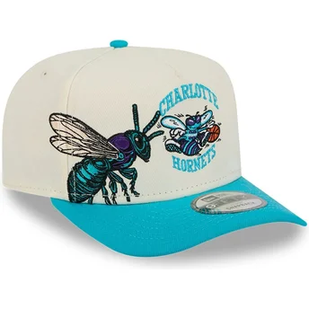 Beżowo-niebieska czapka z daszkiem snapback 9FIFTY A Frame Precurved Hardwood Classics Charlotte Hornets NBA od New Era