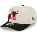 beige-und-schwarze-gebogene-snapback-kappe-9fifty-a-frame-precurved-hardwood-classics-der-chicago-bulls-nba-von-new-era
