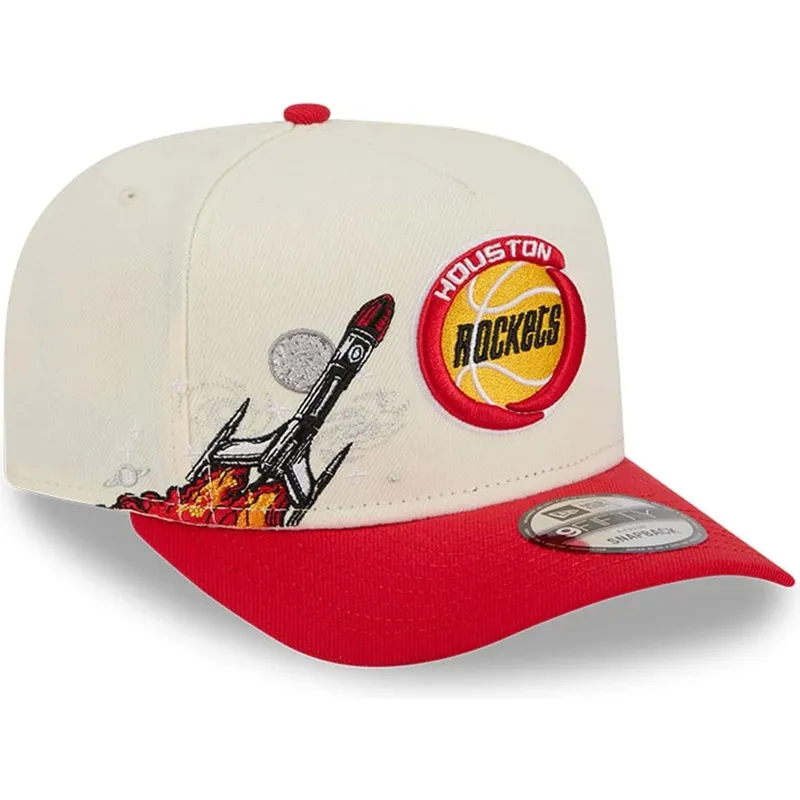 beige-rote-snapback-kappe-9fifty-a-frame-precurved-hardwood-classics-der-houston-rockets-nba-von-new-era