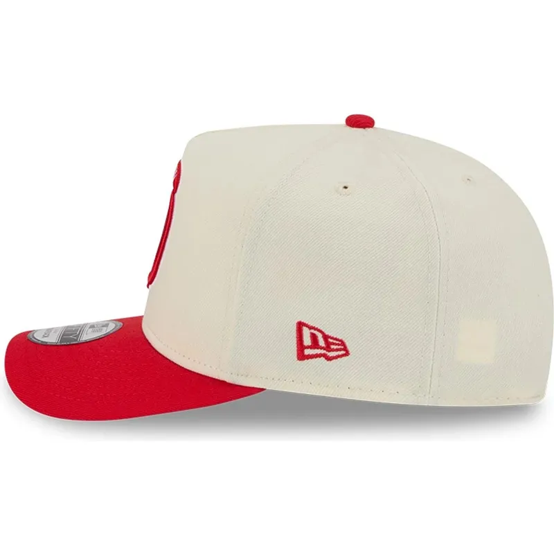 beige-rote-snapback-kappe-9fifty-a-frame-precurved-hardwood-classics-der-houston-rockets-nba-von-new-era