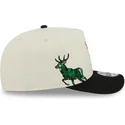 beige-und-schwarze-gebogene-snapback-kappe-9fifty-a-frame-precurved-hardwood-classics-der-milwaukee-bucks-nba-von-new-era